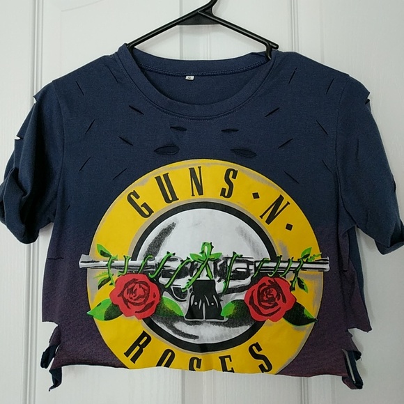 no brand Tops - Guns n Roses distressed crop top